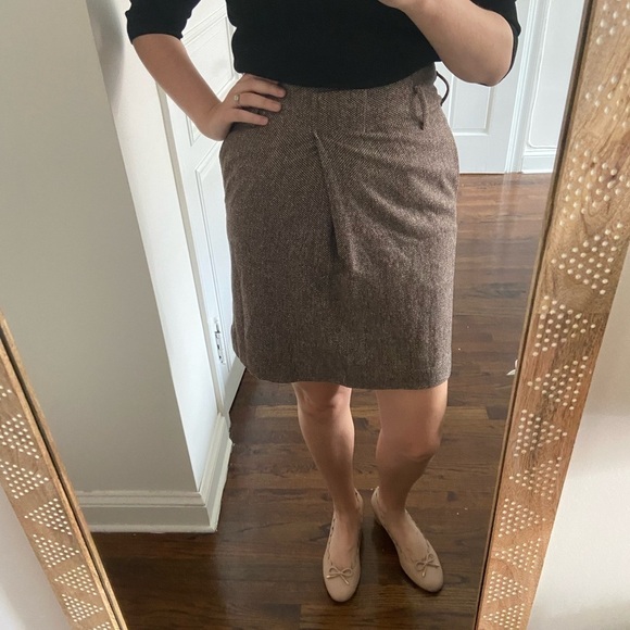 Gunex Made in Italy Vintage Brown, Tan & Cream Virgin Wool Pocketed Pencil Skirt - Picture 1 of 6